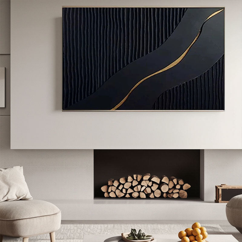 Black Gold Minimalist Textured Painting #MZ082