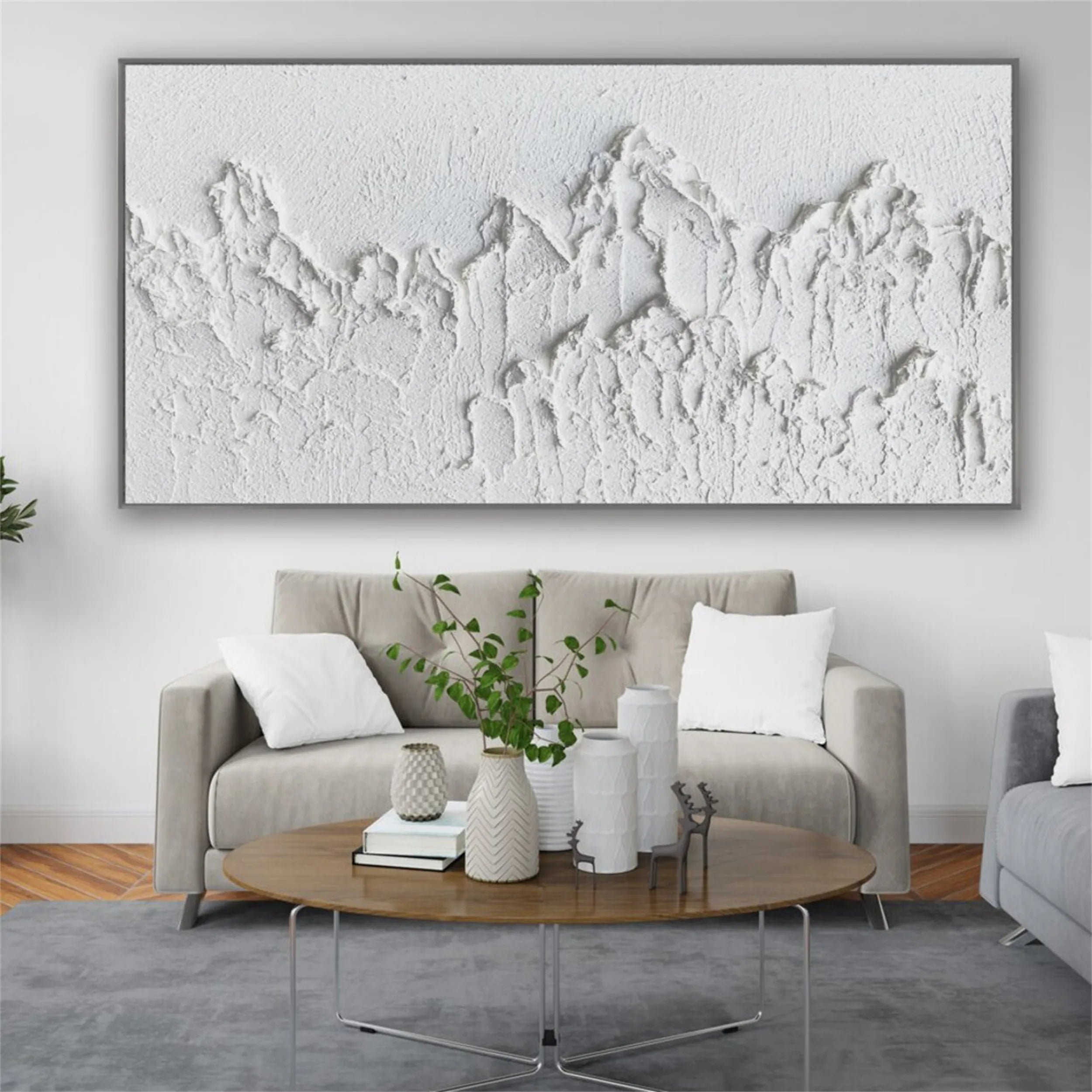 White Minimalist Textured Painting Canvas #MM196