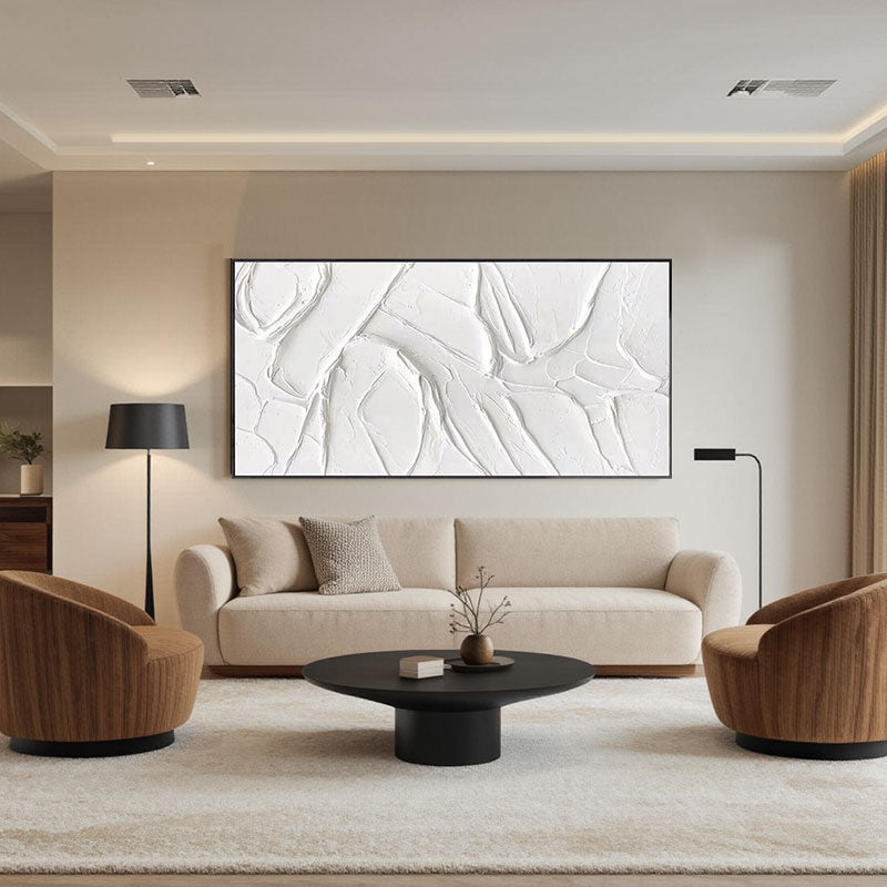 White Minimalist Textured Painting Canvas #MM104