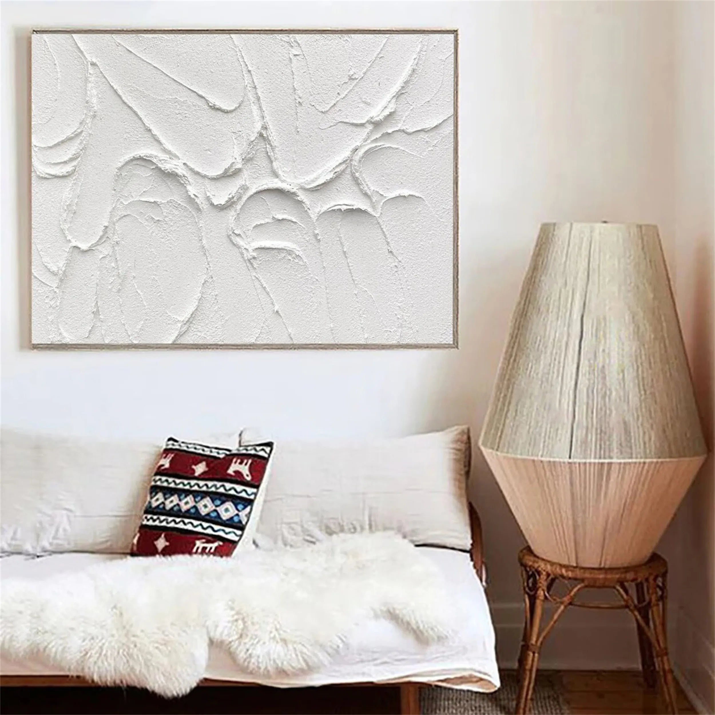 White Minimalist Textured Painting Canvas #MM196