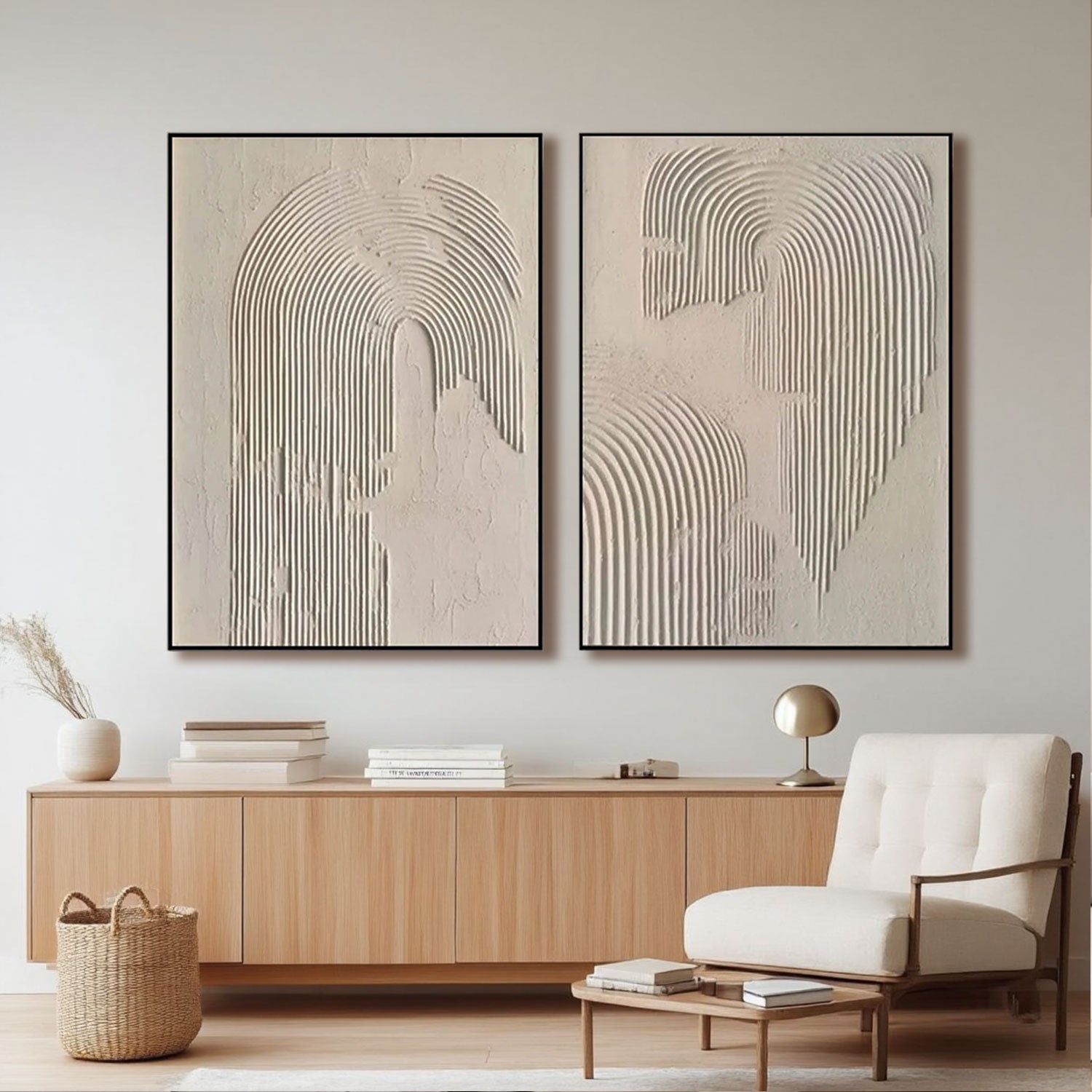 Beige & Brown Abstract Set of 2 #BB069