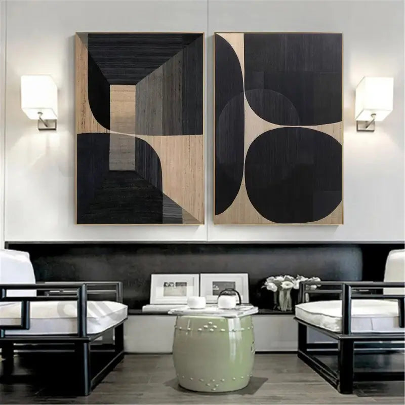 Black Minimalist Textured Wall Art #MZ010