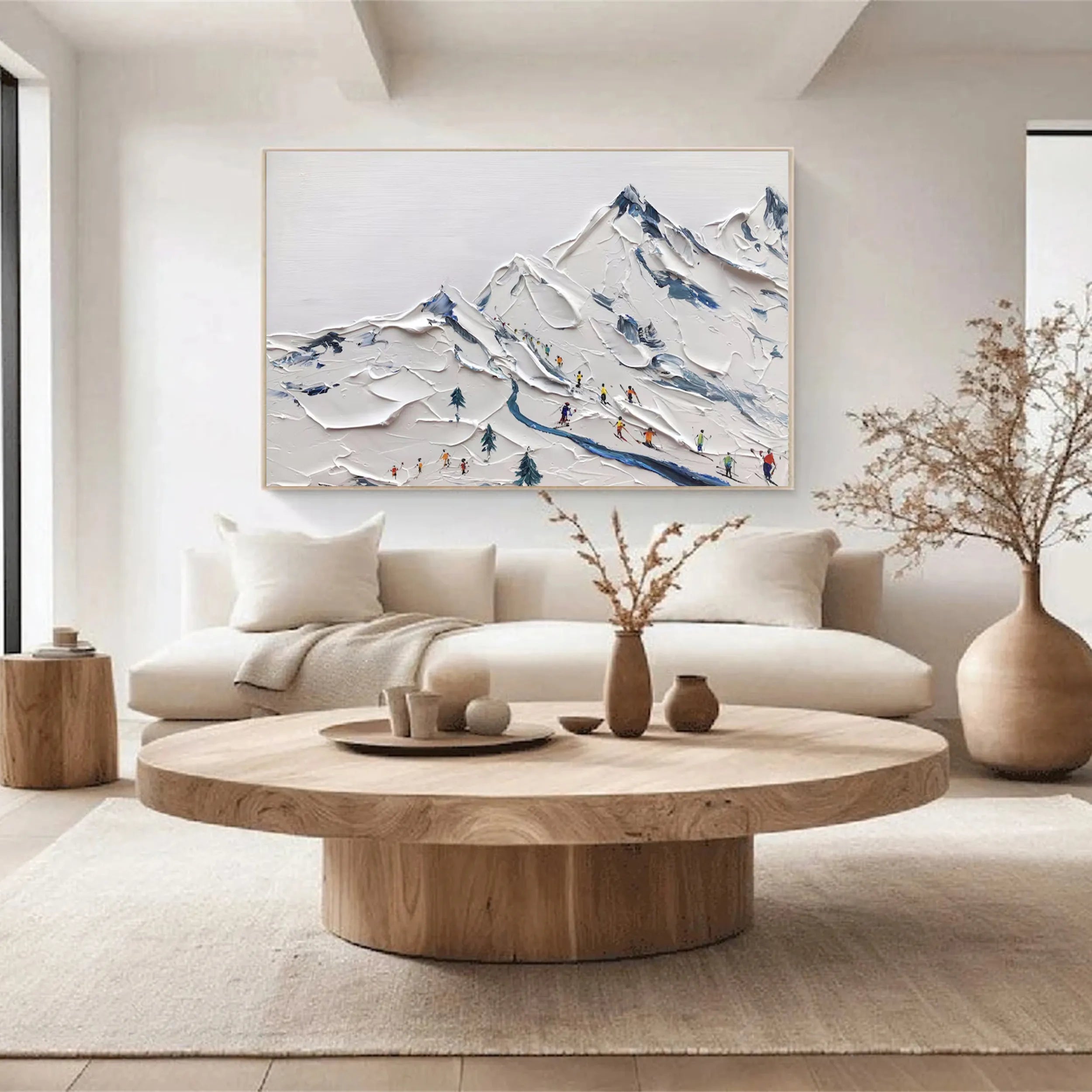 Skiing Sport Art Textured Painting Canvas #MM226