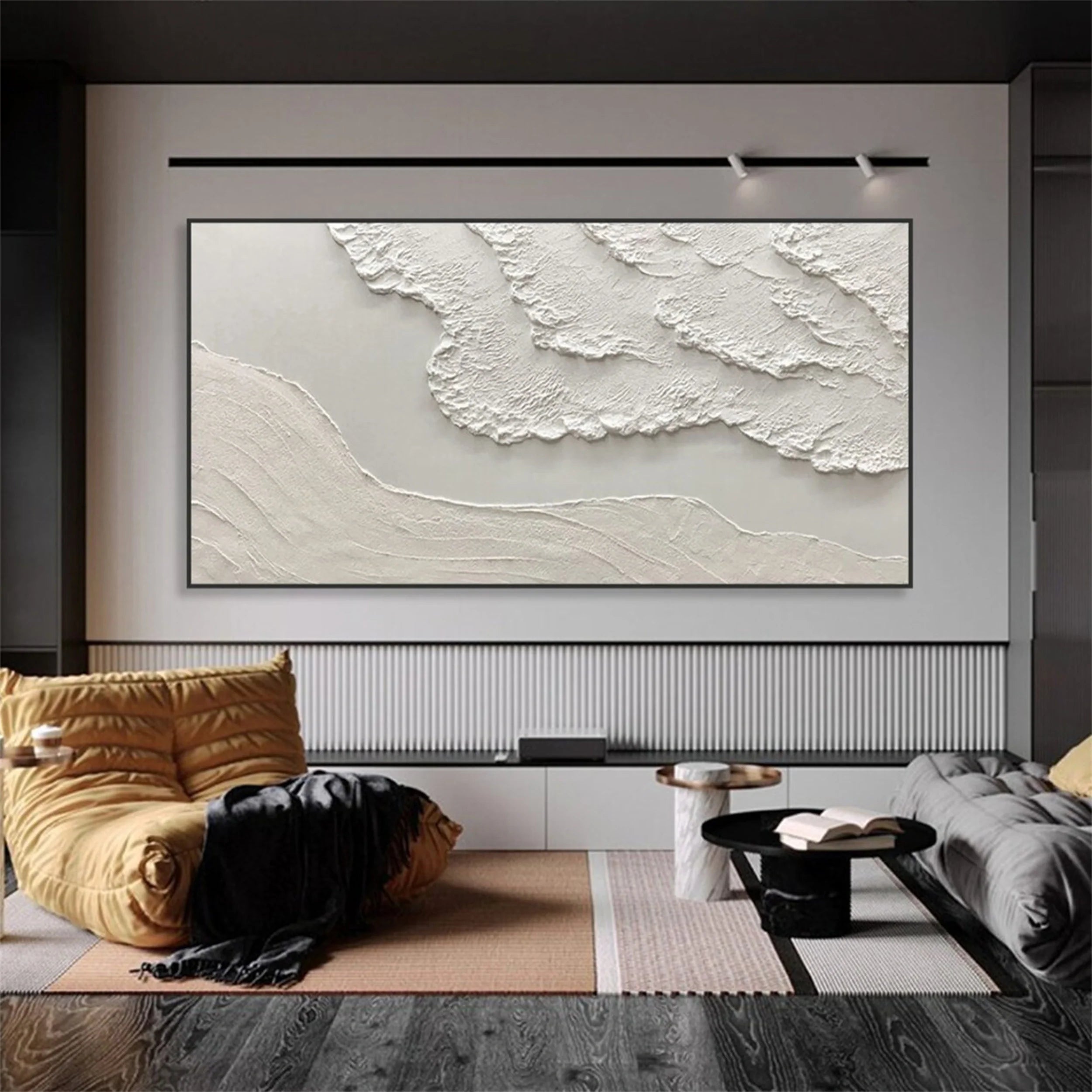 White Minimalist Textured Painting Canvas #MM104