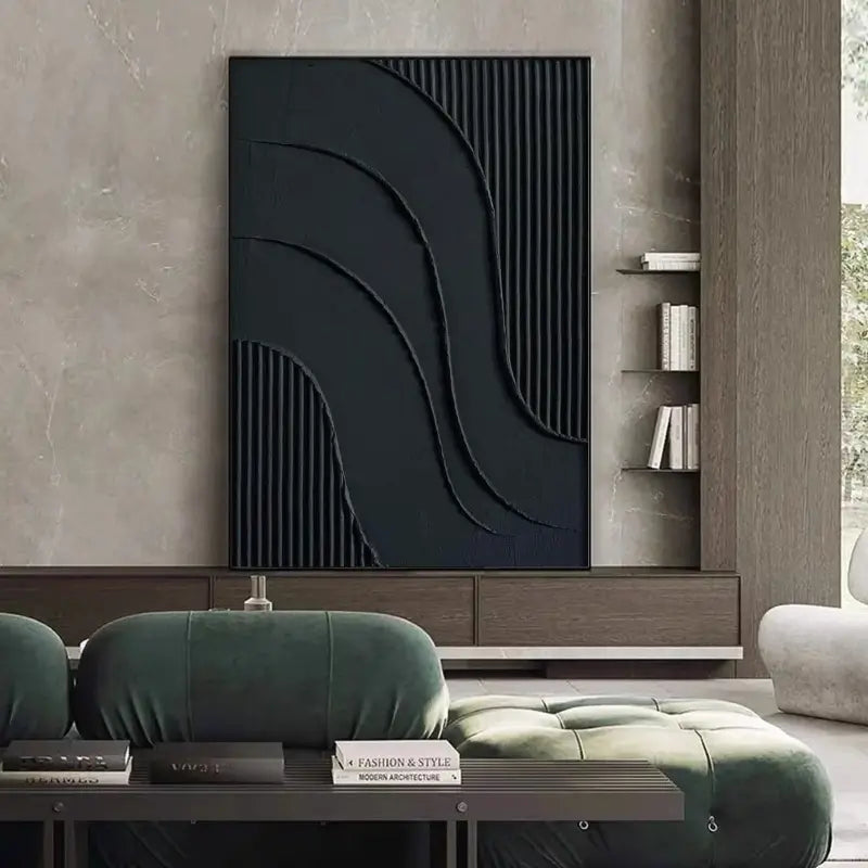 Black Minimalist Textured Painting #MZ014