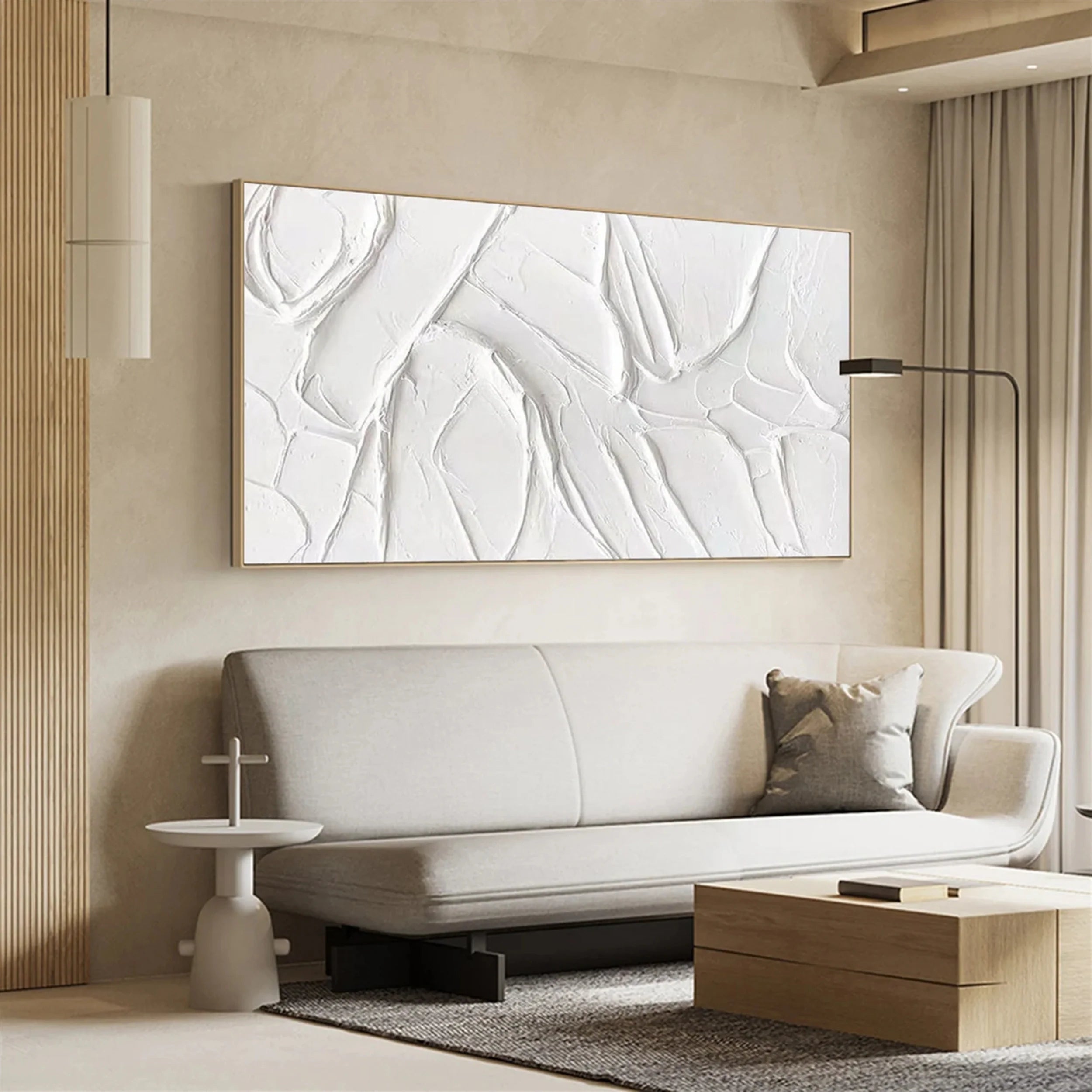 White Minimalist Textured Painting Canvas #MM104