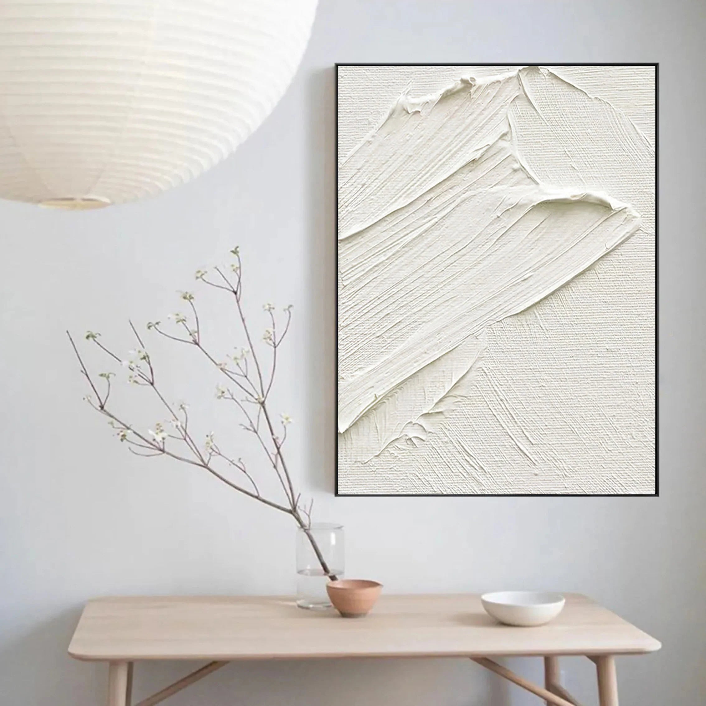 Black Minimalist Textured Painting Canvas #MZ012