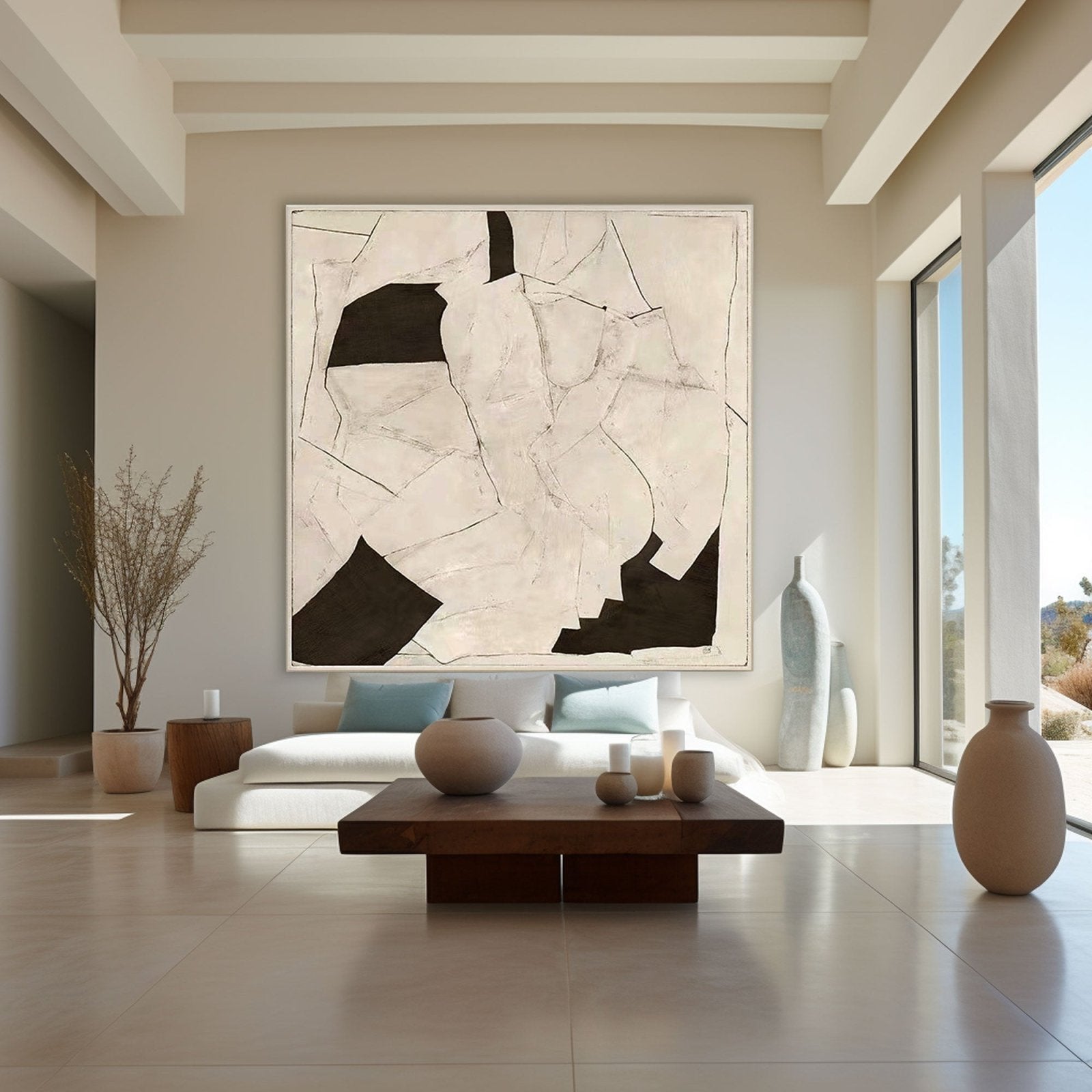 Abstract Painting "Embrace in Monochrome"