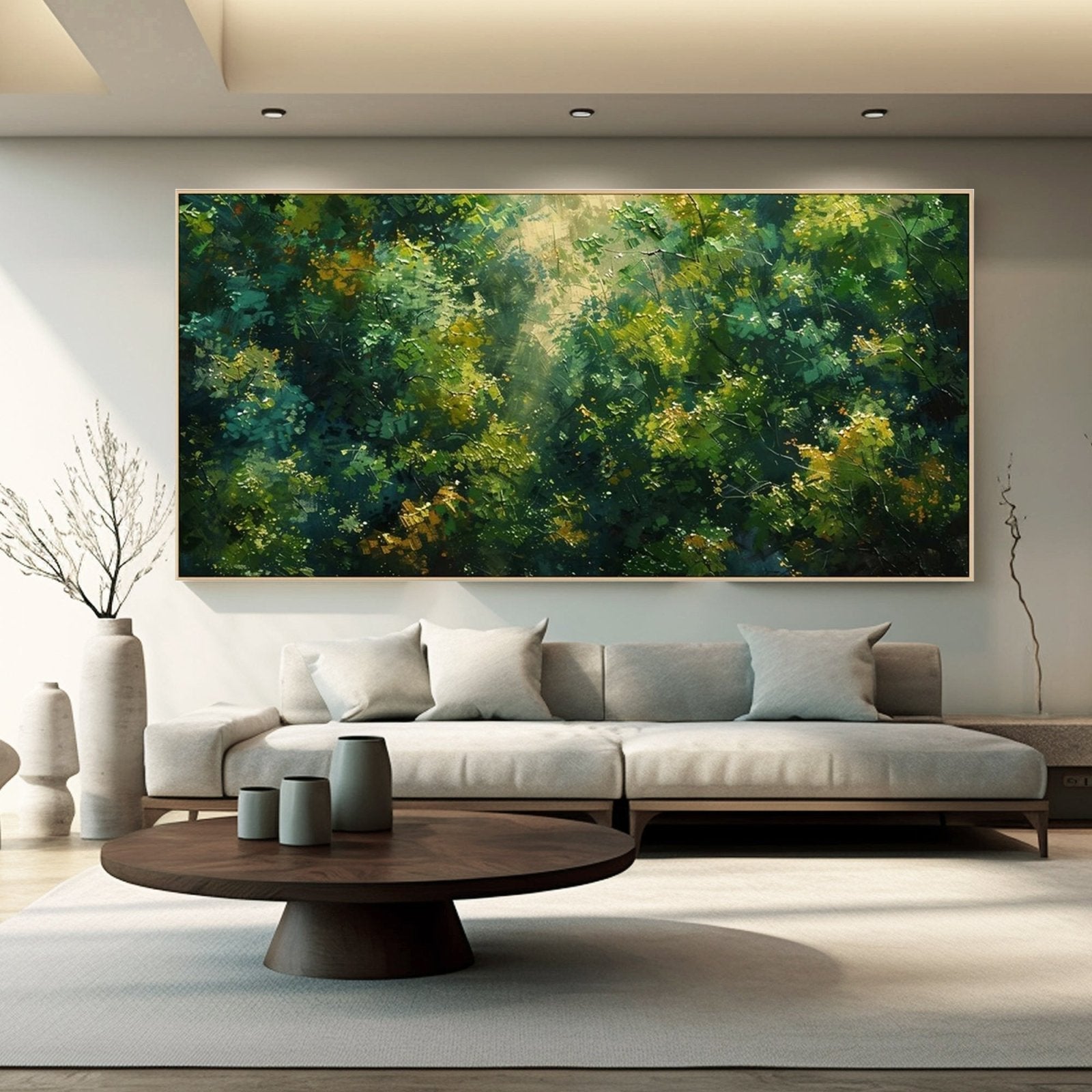 Abstract Painting "Lumière à Travers les Feuilles"