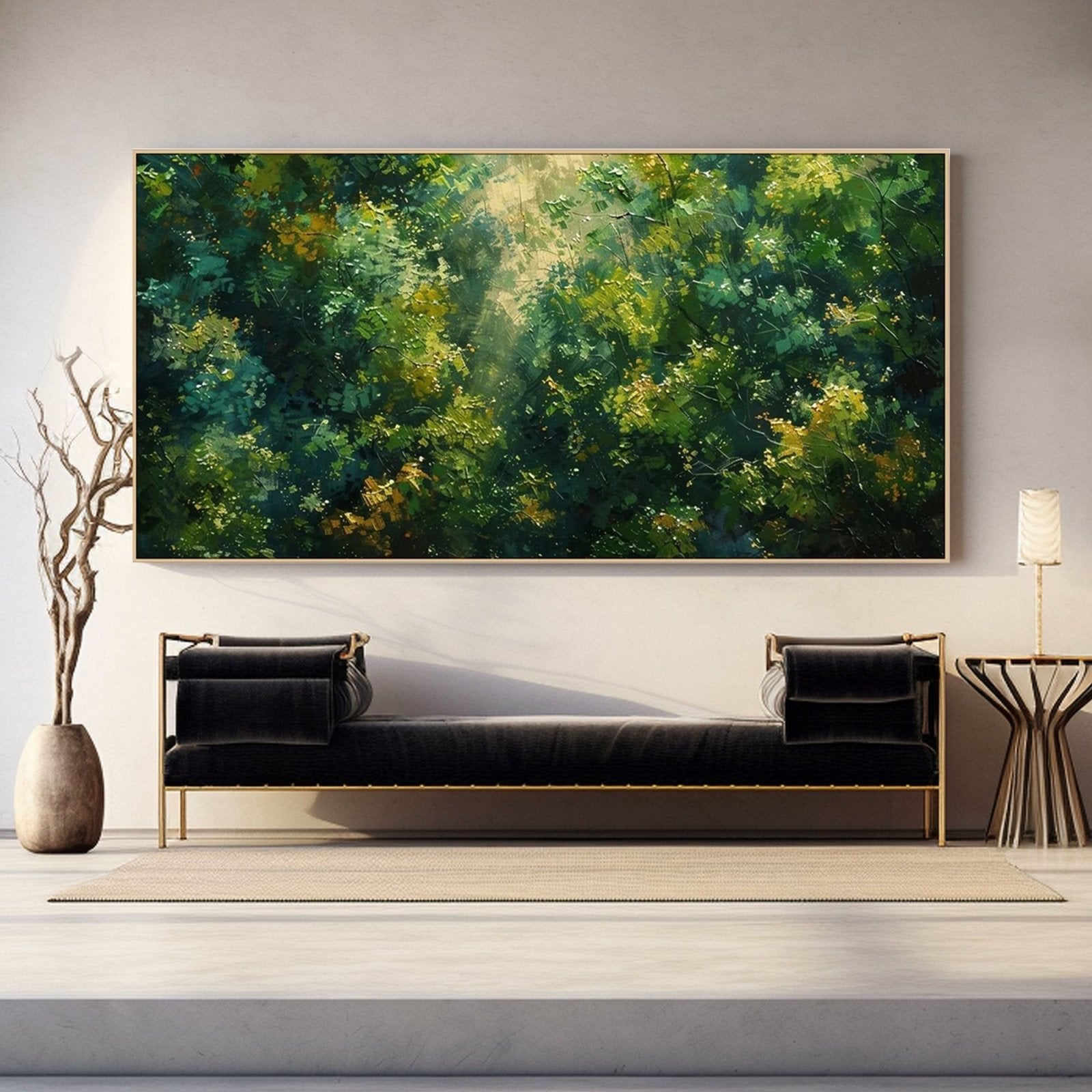 Abstract Painting "Lumière à Travers les Feuilles"