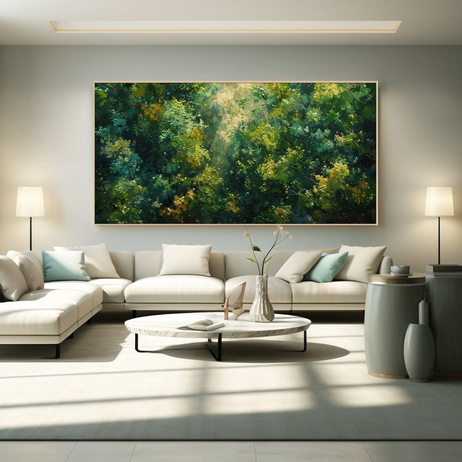 Abstract Painting "Lumière à Travers les Feuilles"