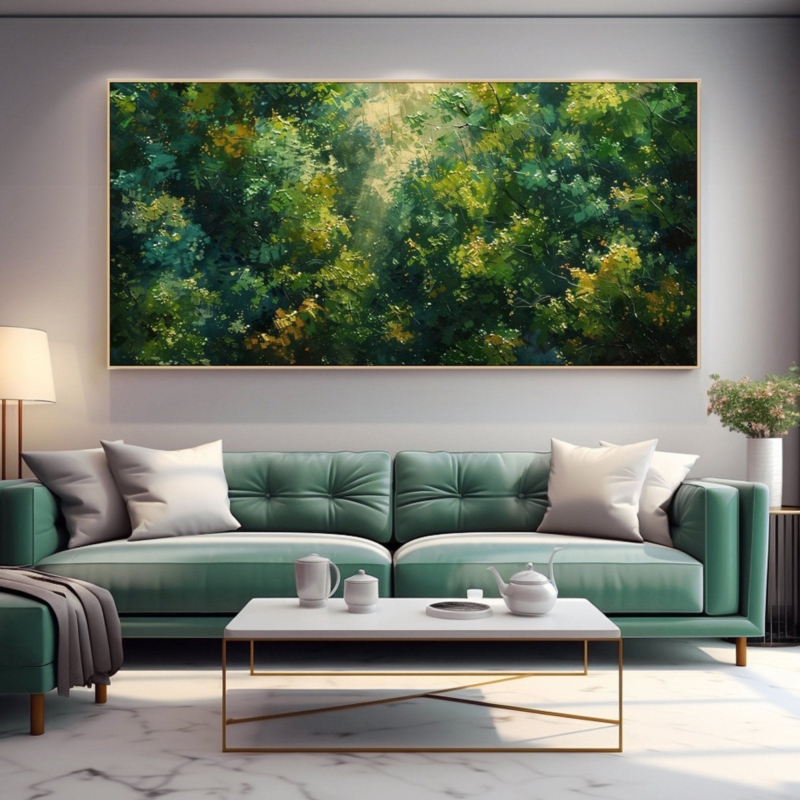 Abstract Painting "Lumière à Travers les Feuilles"