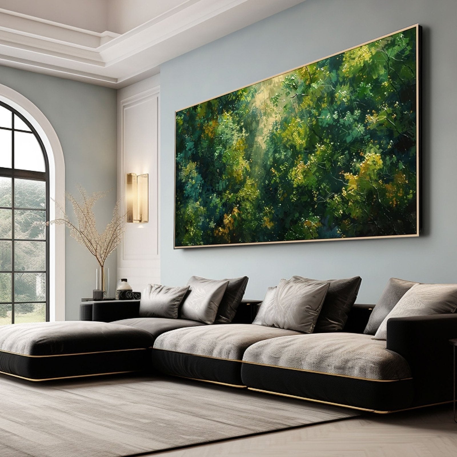 Abstract Painting "Lumière à Travers les Feuilles"