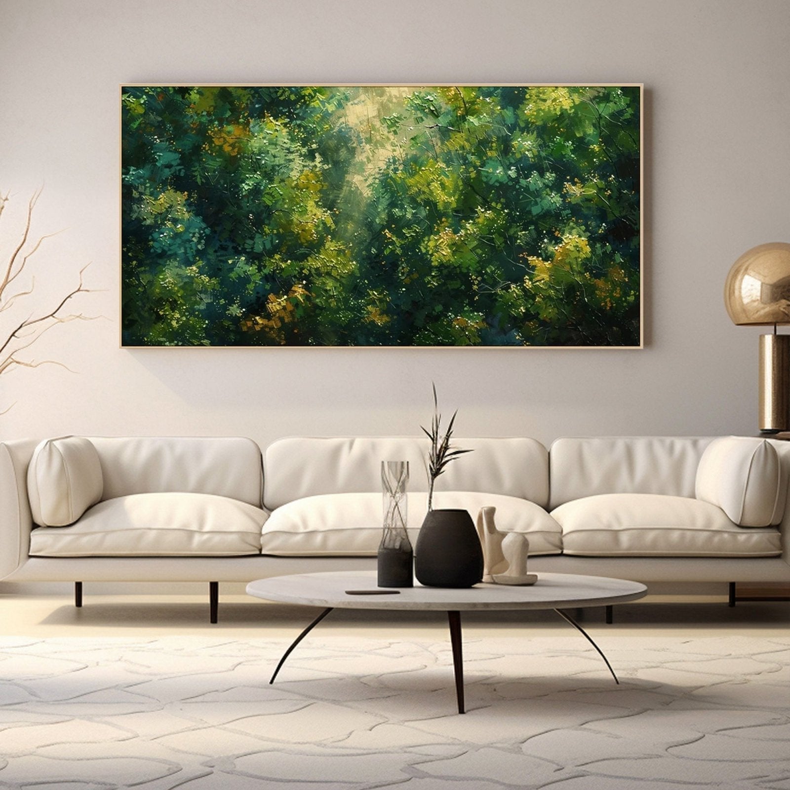 Abstract Painting "Lumière à Travers les Feuilles"
