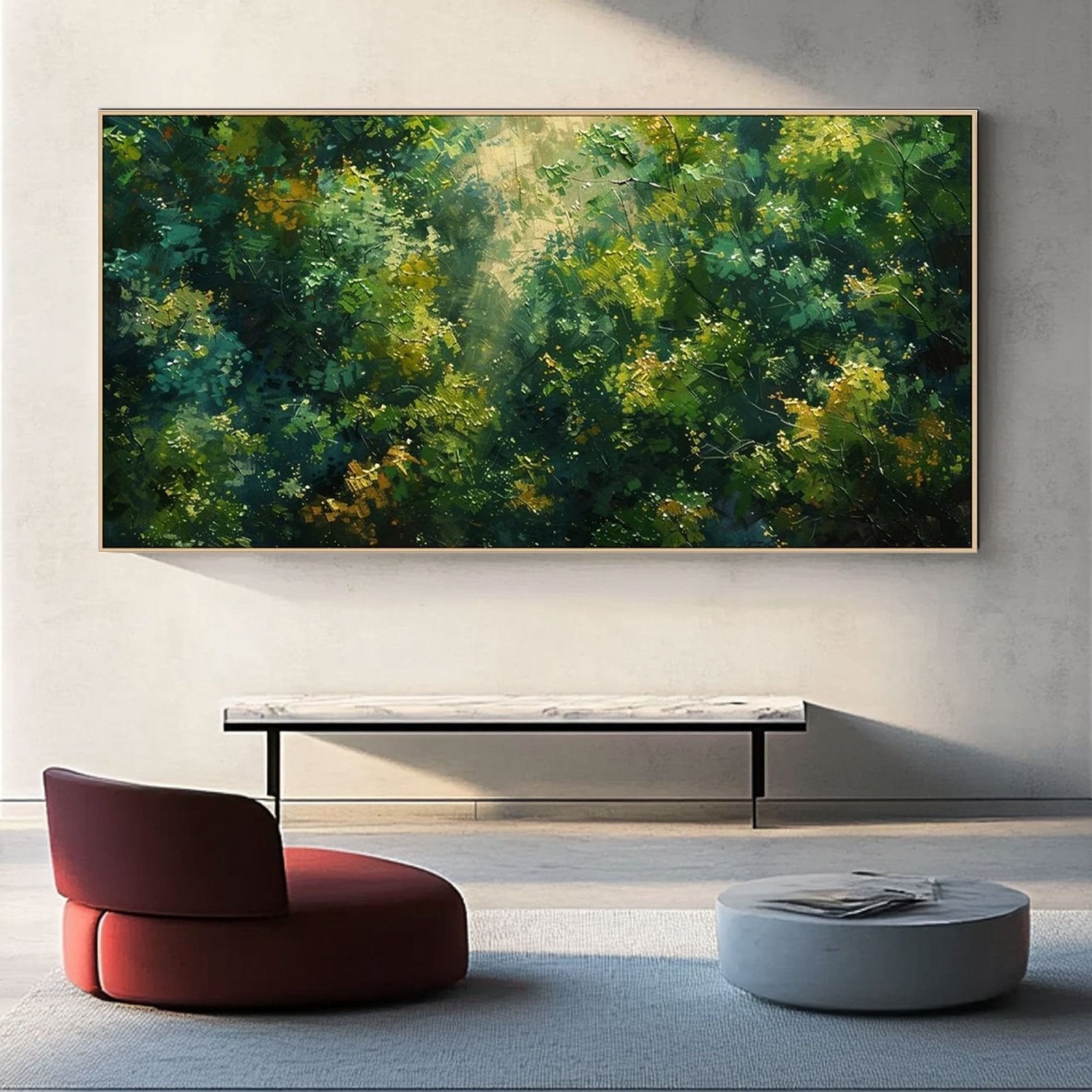 Abstract Painting "Lumière à Travers les Feuilles"