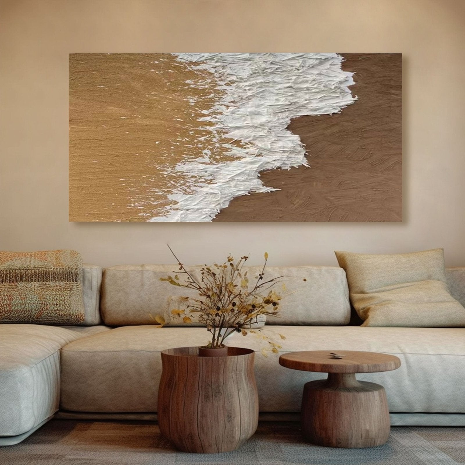 Abstract Plaster Wall Art  "Sandy Surge"