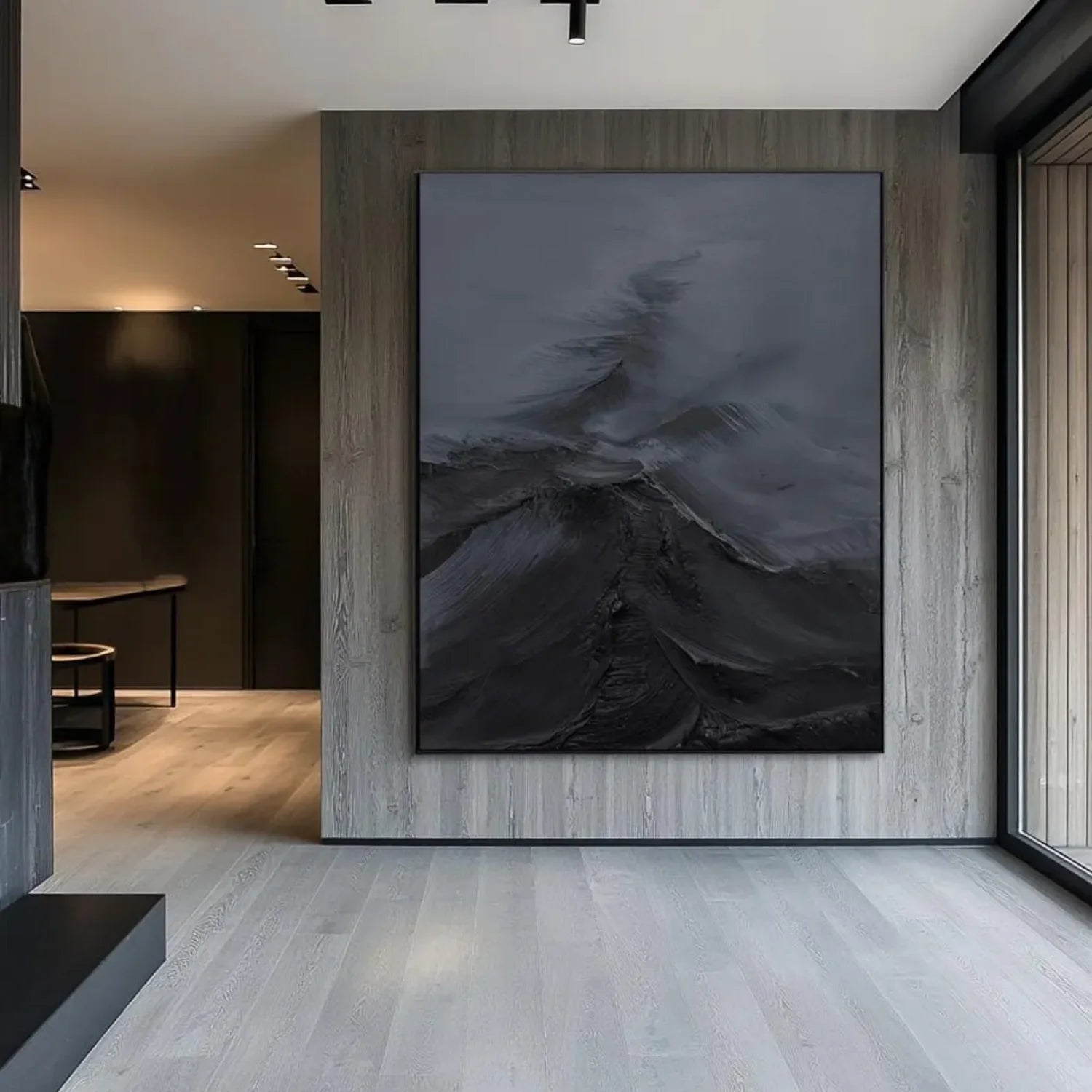 Black Minimalist Textured Painting #MZ143