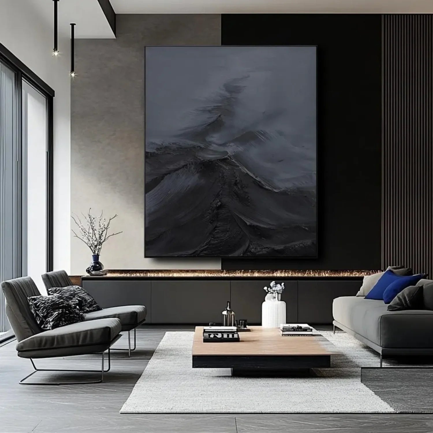 Black Minimalist Textured Painting #MZ143