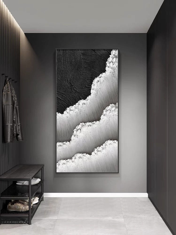 Black White Textured Minimalist Wall Art #MZ046