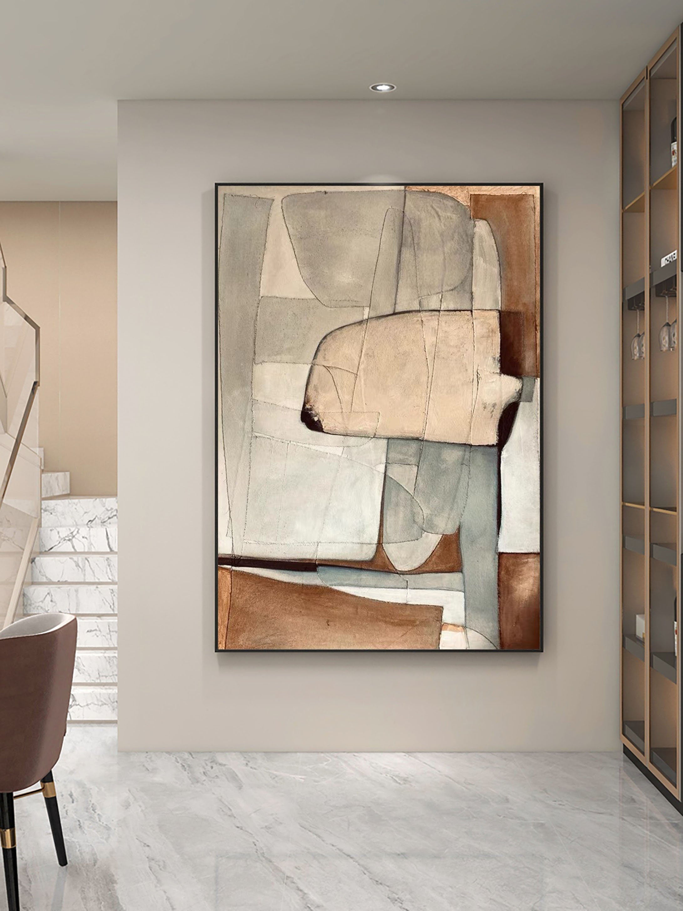 Beige & Brown Abstract #BB024