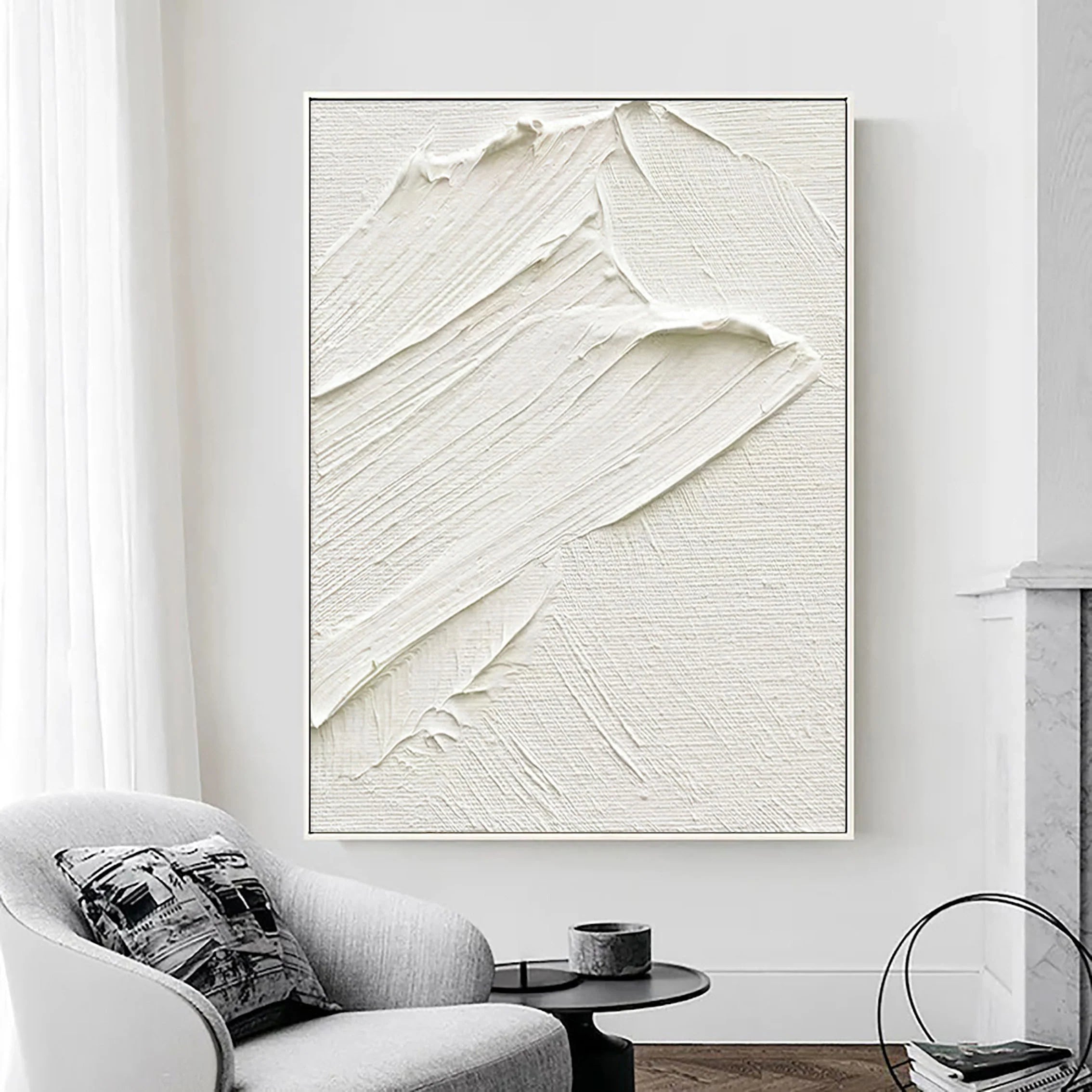 Black Minimalist Textured Painting Canvas #MZ012