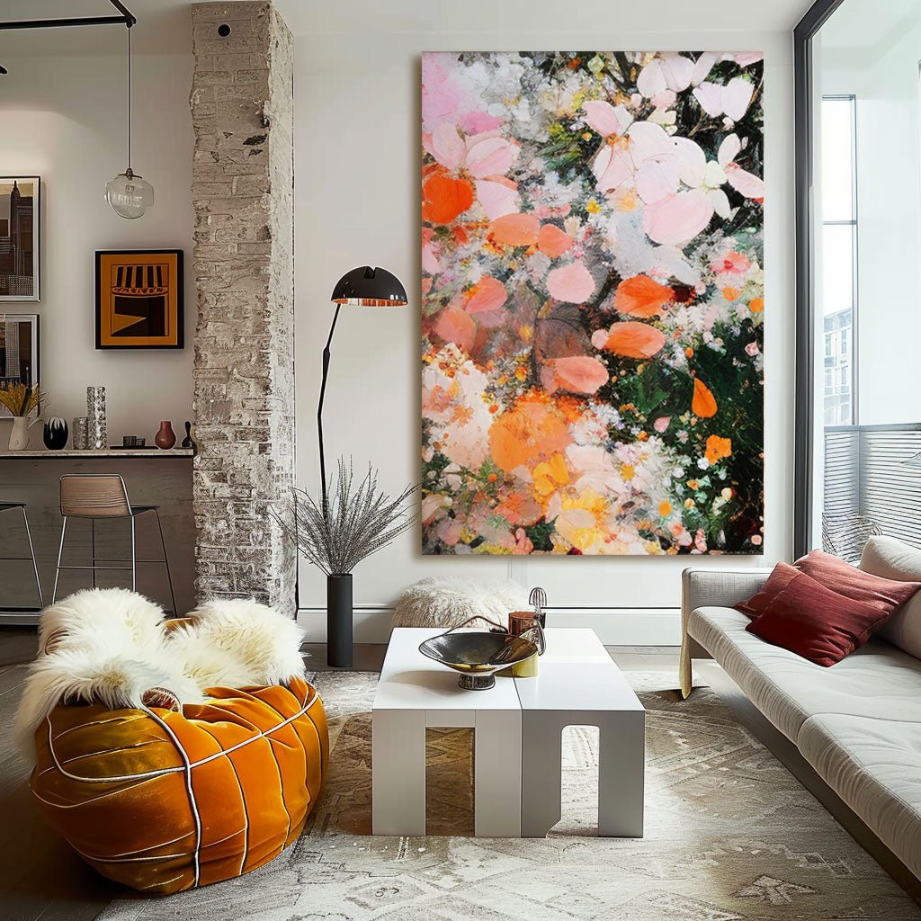 Plaster Painting "Fleurs en Éclosion"