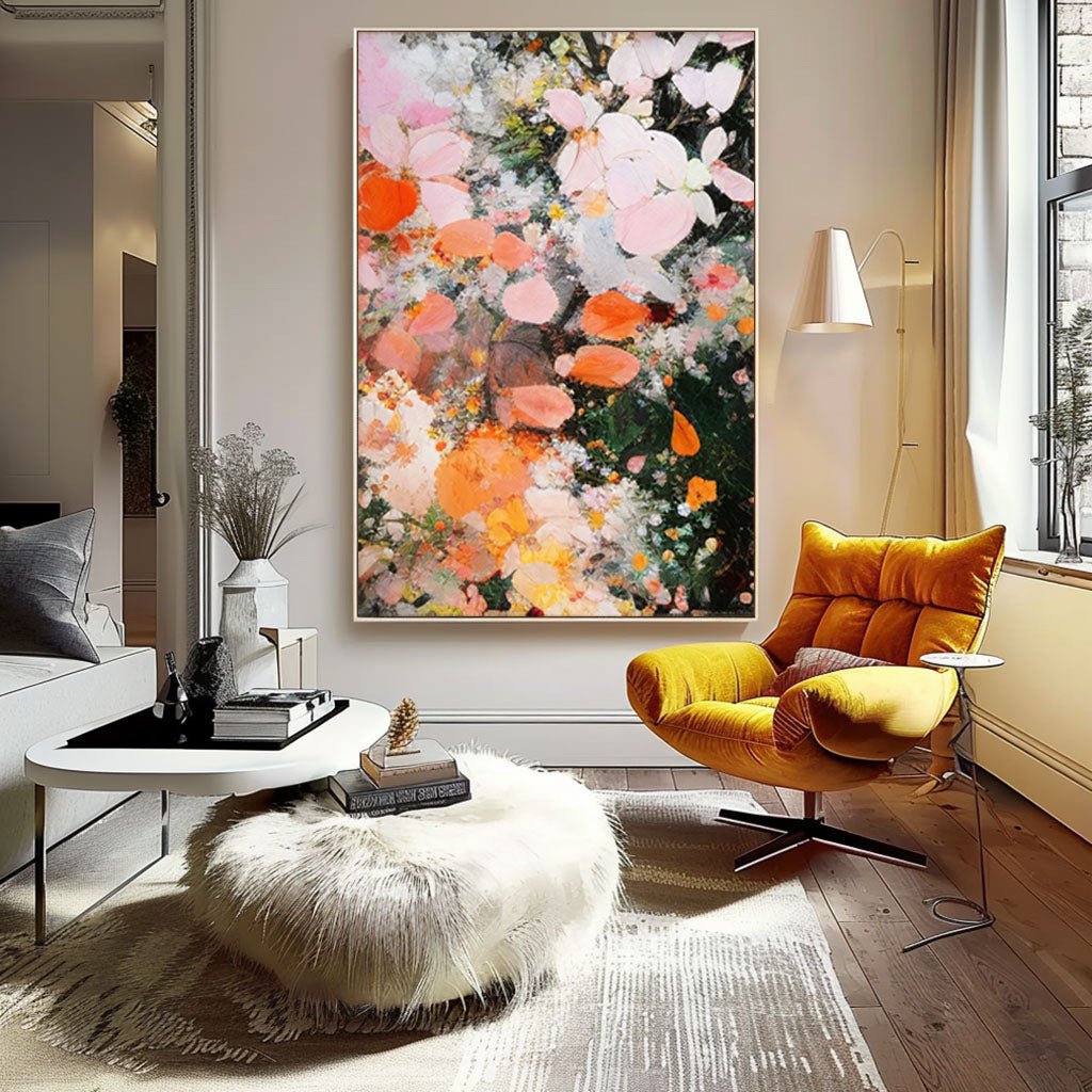 Plaster Painting "Fleurs en Éclosion"