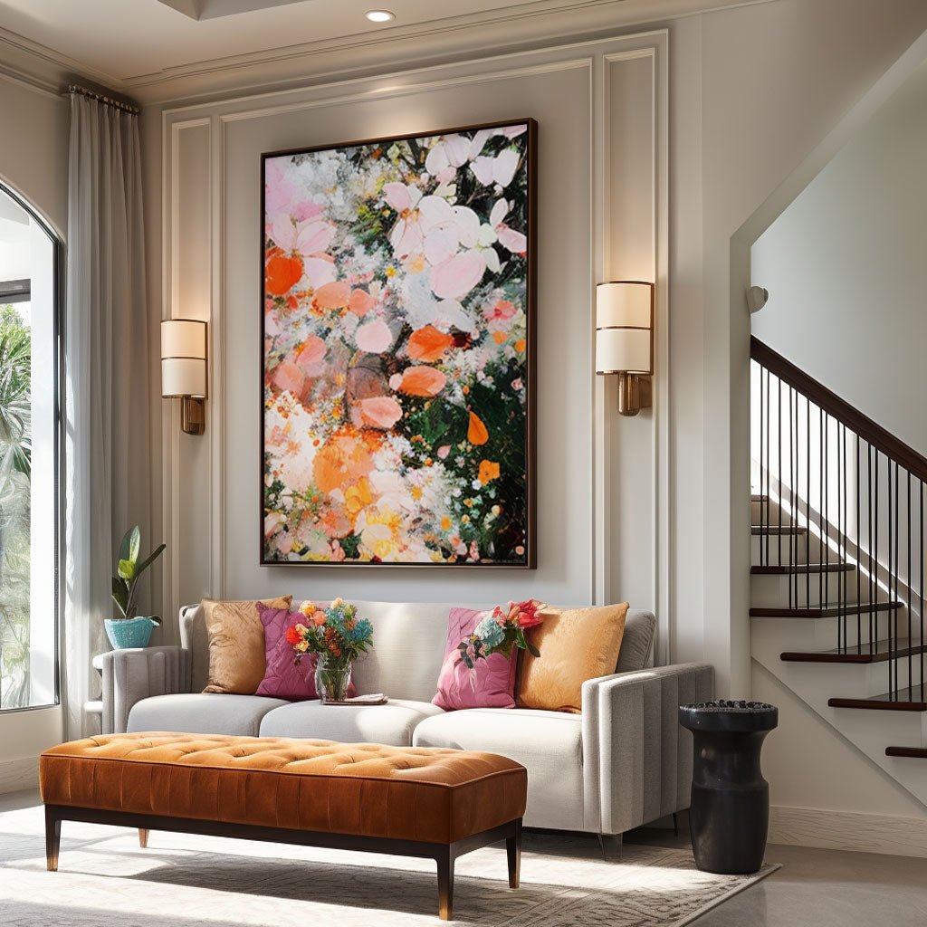 Plaster Painting "Fleurs en Éclosion"