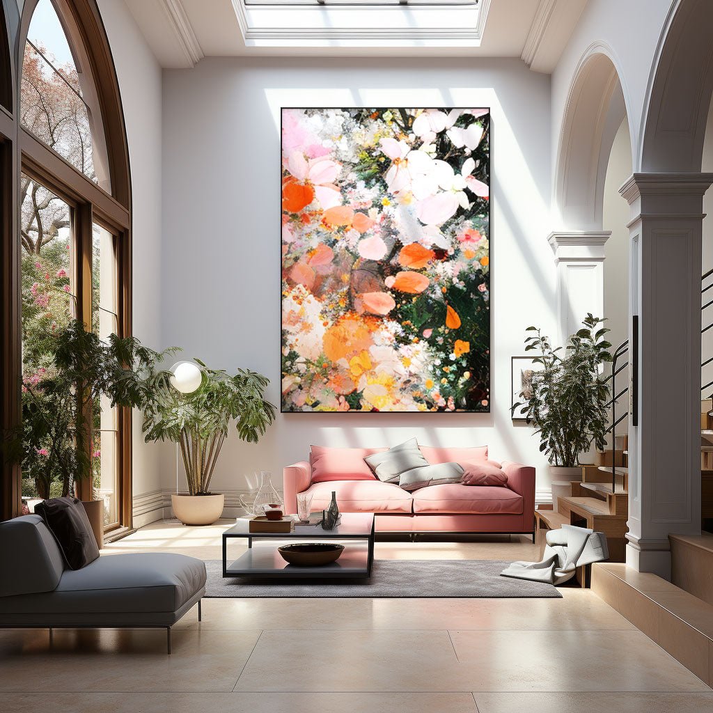 Plaster Painting "Fleurs en Éclosion"