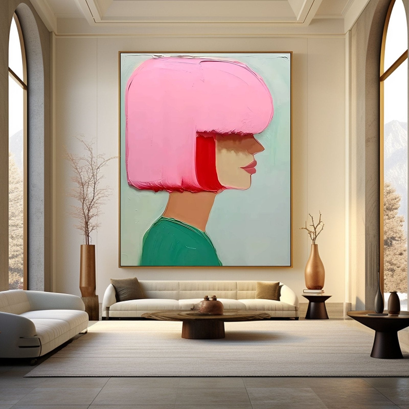 Textured Painting "Rosy Contemplation"