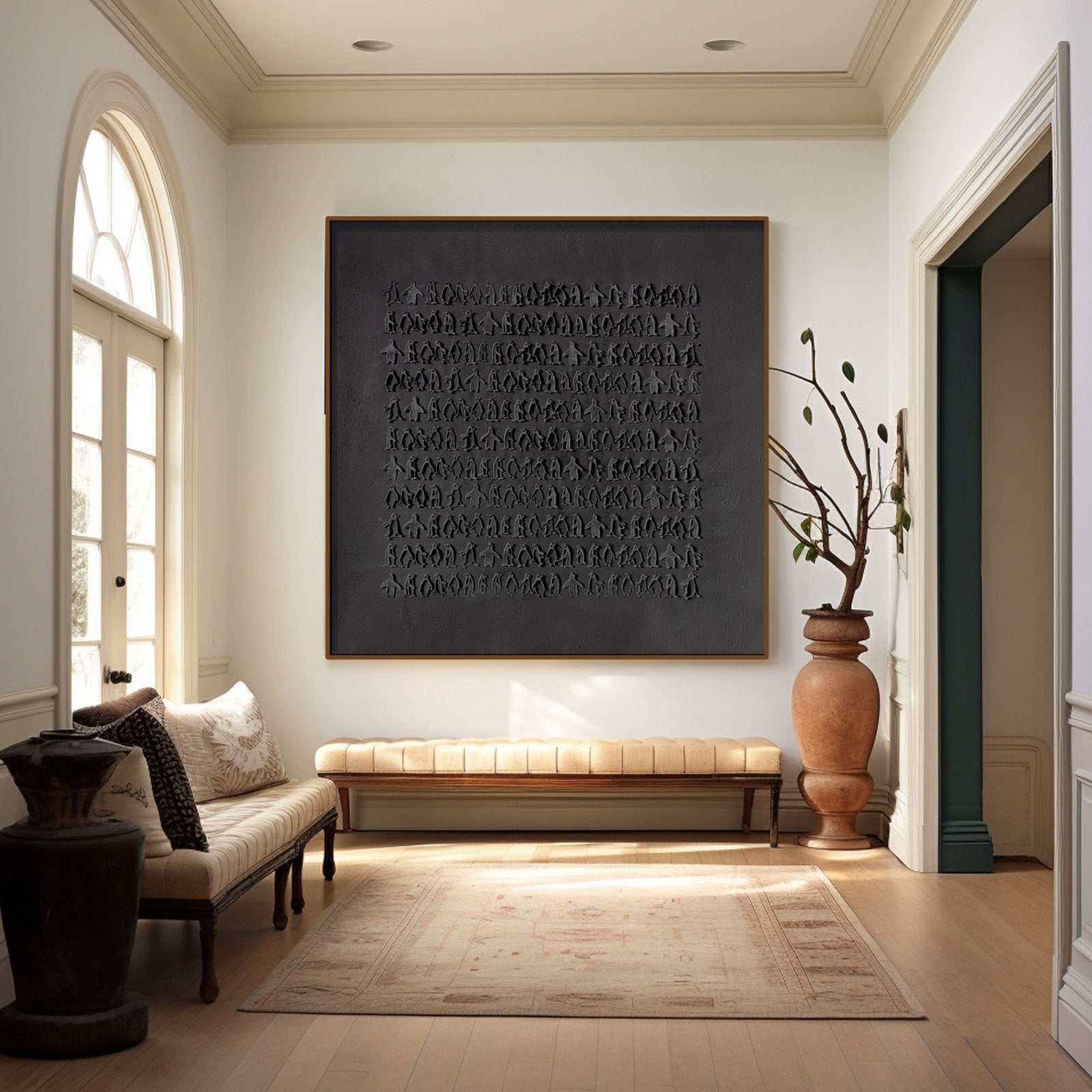 Wabi Sabi Painting "Zwarte Pinguïns”