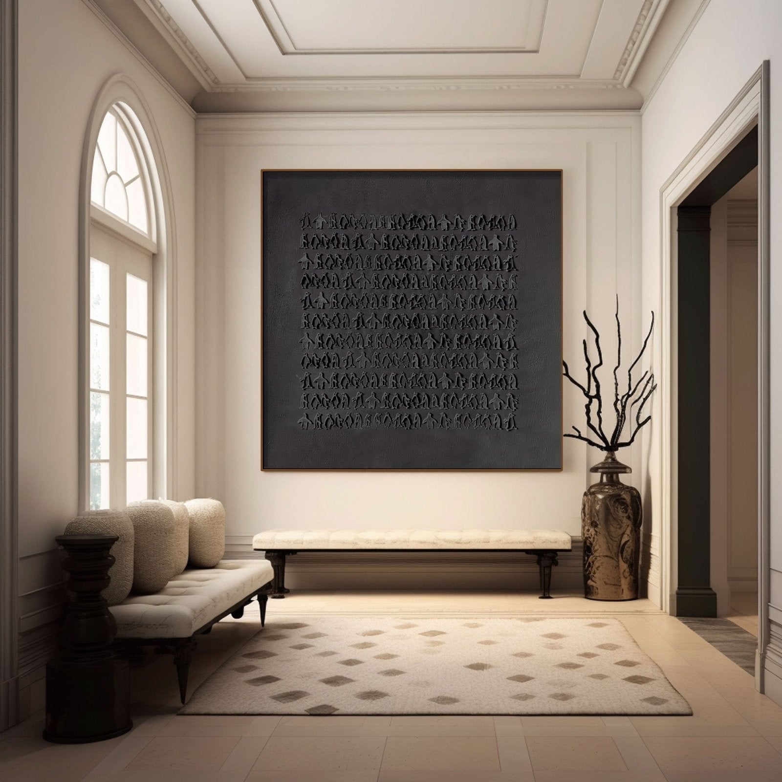 Wabi Sabi Painting "Zwarte Pinguïns”